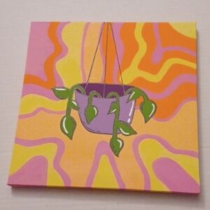 4/$80 "Groovy Hanging Plant" Canvas Painting - 10 in. x 10 in. Canvas